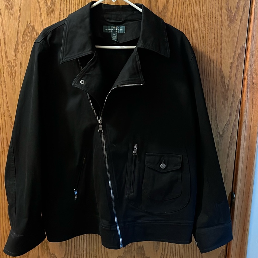 Ralph Lauren Jean Company Asymmetrical Zip Jean Jacket Plus Size